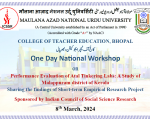 One Day National Workshop on "Performance Evaluation of Atal Tinkering Labs: A Study of Malappuram district of Kerala. Sharing the findings of Short term Empirical Research Project by ICSSR"