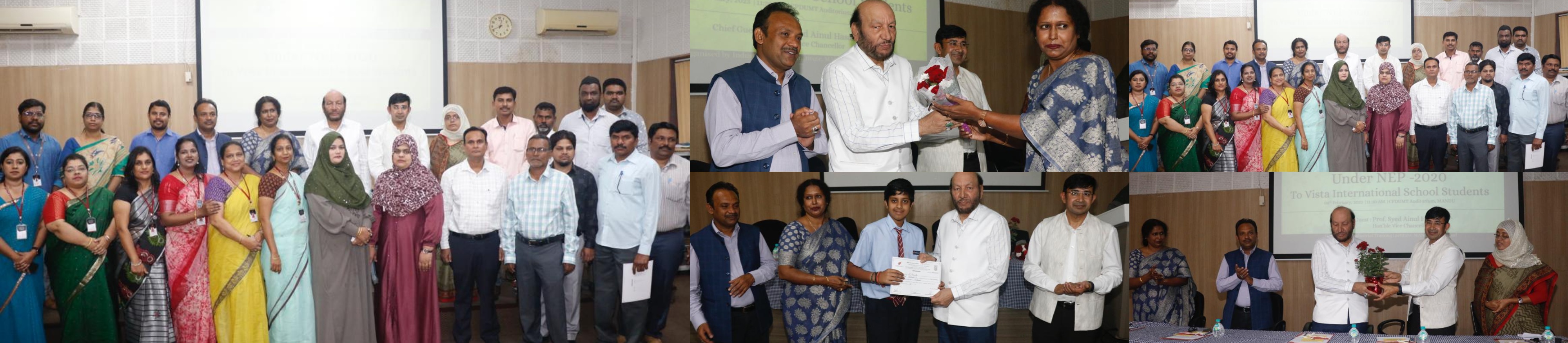 Certificate Distribution by Hon’ble Vice Chancellor MANUU under NEP2020 for Vista School, Training organised by MANUU