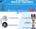 Webinar on Changing Role of Teachers in the light of NEP-2020 by School of Education and Training