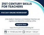 Five-Day Online Workshop on 21st Century Skills for Teachers  