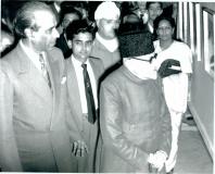 Maulana Abul Kalam Azad, Minister for Education, Government of India, inaugurating the first meeting of the Central Sports Council, in New Delhi in November 27, 1954. On his right is Sri Naval Tata, President of the Council. 