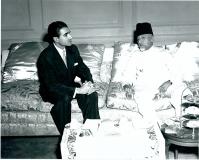 His Imperial Highness Prince Abdor Reza Shah Pahevi and Maulana Abdul Kalam Azad, India’s Education Minister in conversation, when the Prince was invited by the Education Minister to tea at his residence in New Delhi, on March 9, 1953